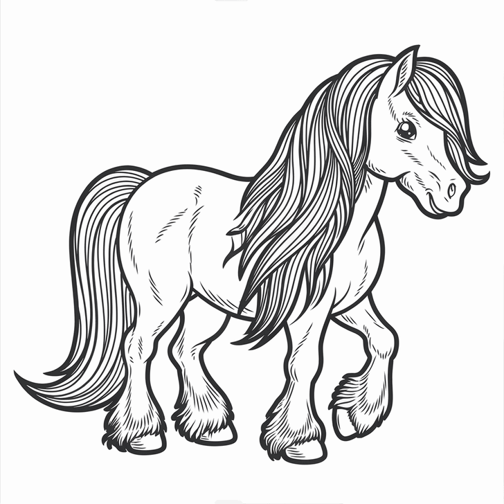 Obrázek k tisku pro děti k vybarvení a vytištění, omalovánka k vytisknutí Pony Obrázek k tisku pro děti k vybarvení a vytištění, omalovánka k vytisknutí Pony