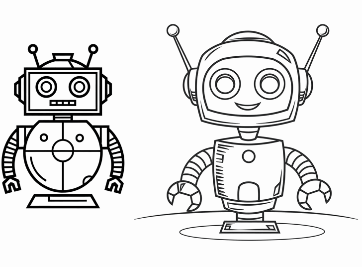 Obr�zek k tisku pro d�ti k vybarven� a vyti�t�n�, omalov�nka k vytisknut� Roboti