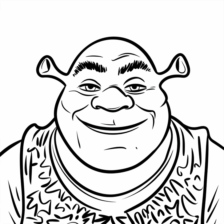Obr�zek k tisku pro d�ti k vybarven� a vyti�t�n�, omalov�nka k vytisknut� Shrek