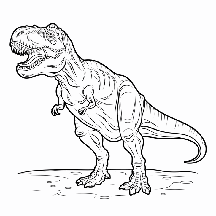 Obr�zek k tisku pro d�ti k vybarven� a vyti�t�n�, omalov�nka k vytisknut� Tyranosaurus Rex